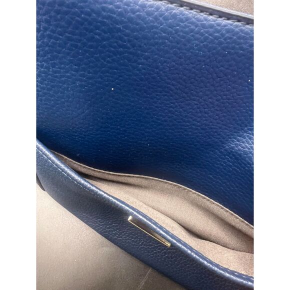 IVANKA TRUMP Claudia Twilight Blue Suede Leather Saddle Bag Style Tote Wallet - Picture 10 of 12